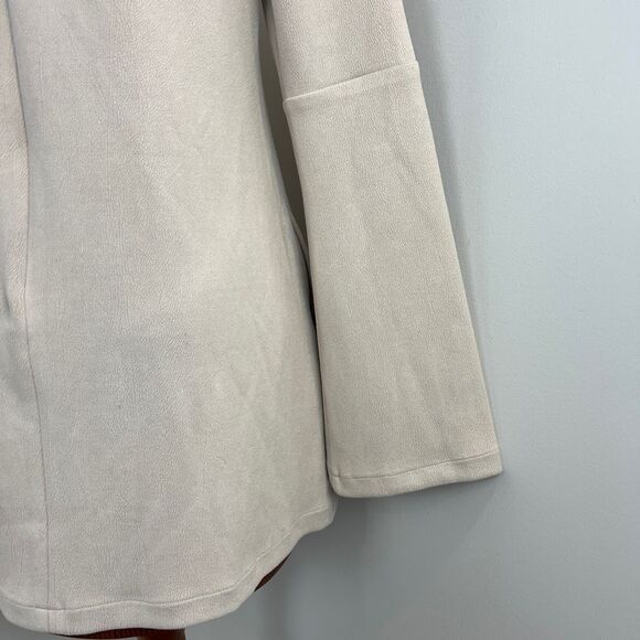 Vintage Made in Canada Meg Shop Large Faux Leather Long Bell Sleeve Mini Dress - Picture 7 of 16